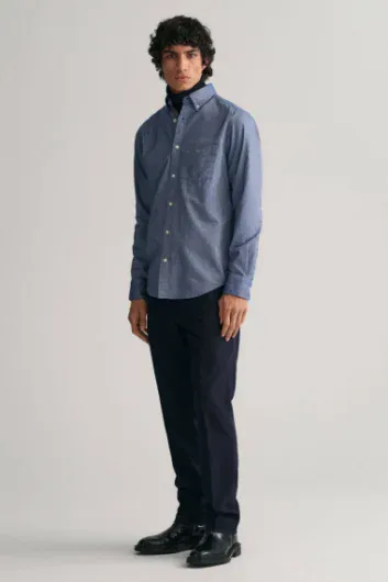 Herenoverhemden, Heren Denim Overhemd Kleding met Lange Mouwen, Vrijetijdshemd, Regular Businesshemd, Slimfit Herenoverhemden, Donkerblauw, XL